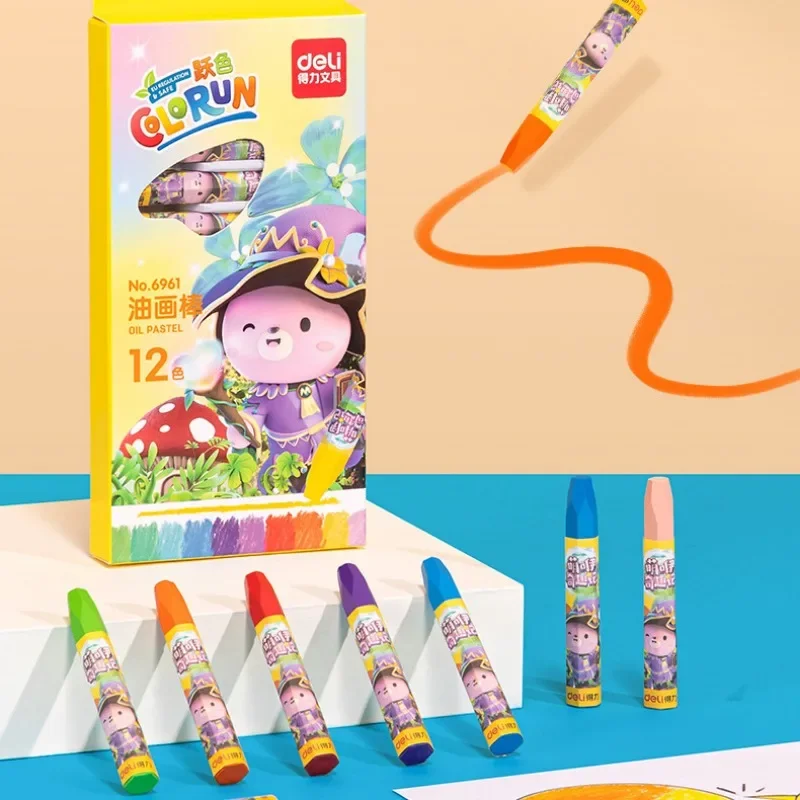 12 Colors Caryon Pencils Wax Drawing Set Artist Paint Oil Pastel Pencil For  Student Kid School