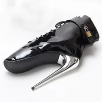 Extreme 7 inch Spike Stiletto Lockable padlock  Ballet High Heels Ankle Boots - Image 2