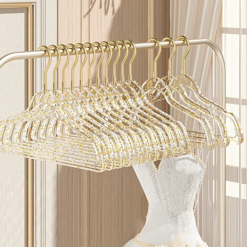 5 pieces Clothes Rack Women's Traceless Household Transparent Plastic Clothing Store Gold Powder Drying Rack 3