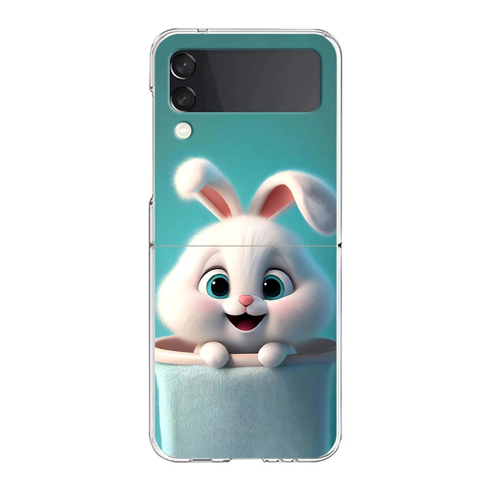 Chic Purple Hat Rabbit Hard PC Phone Case - Stylish Foldable Black Cover