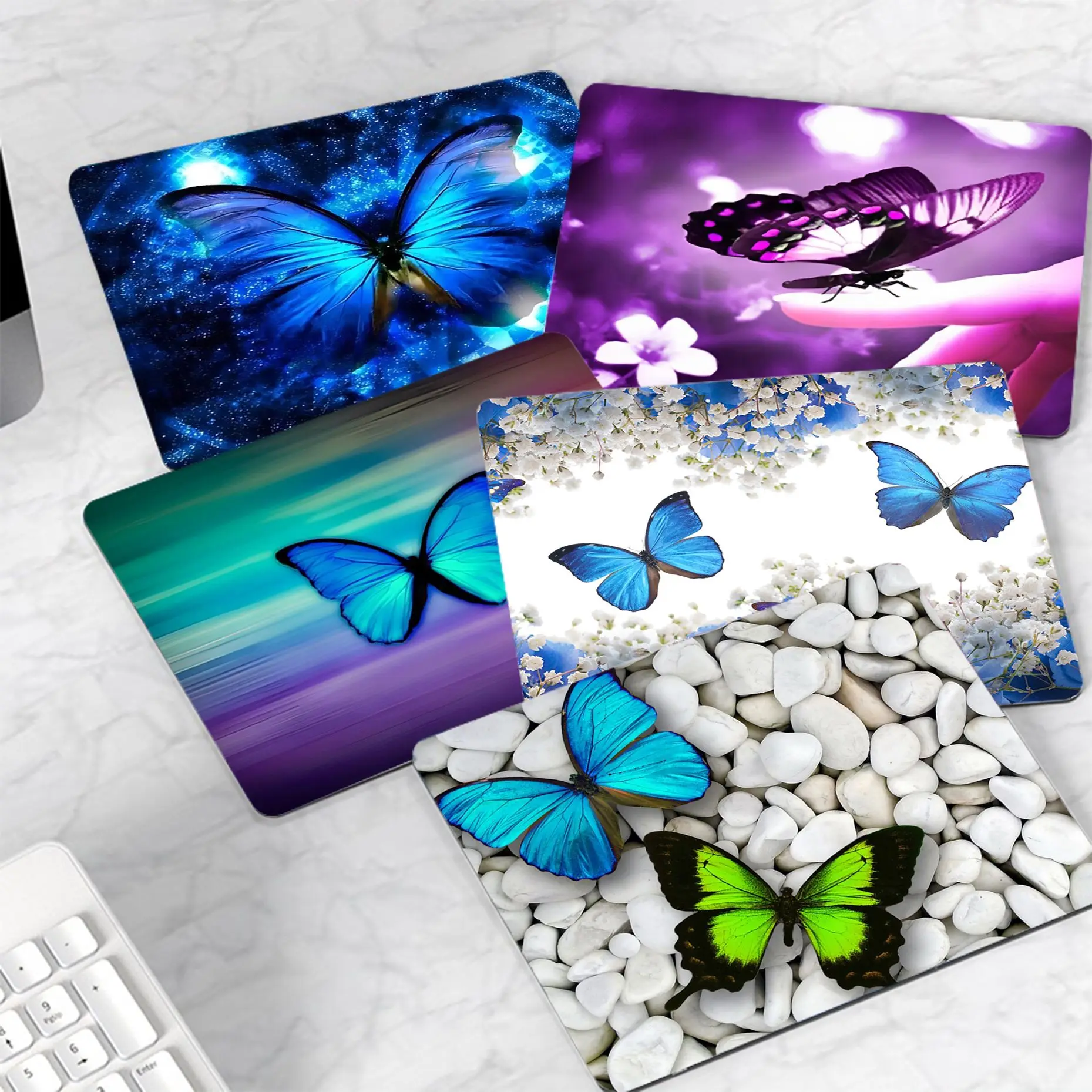 Gaming Mousepad Mouse Pad Beautiful Butterfly Skin Cartoon Anime Gaming Mouse Pad Keyboard Mouse Mats Smooth Company For Teen Girls Bedroom