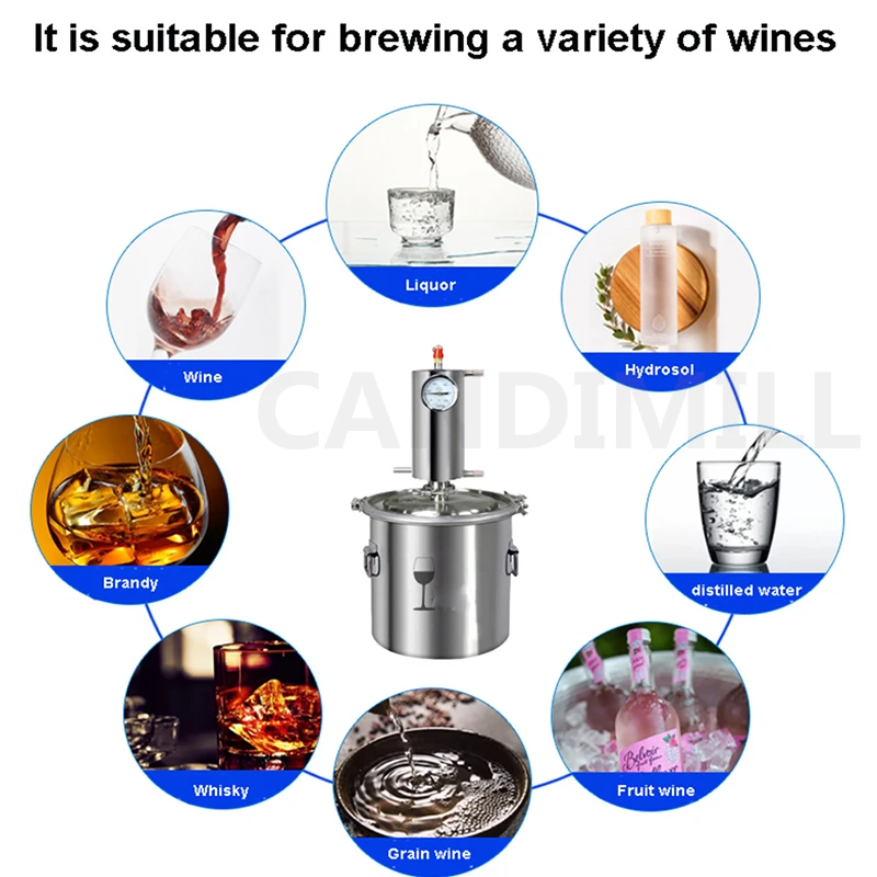 12L Alcohol Still Distillation Machine Stainless Steel Liquor Distilling Home Brew Wine Making Kit Moonshine Distiller
