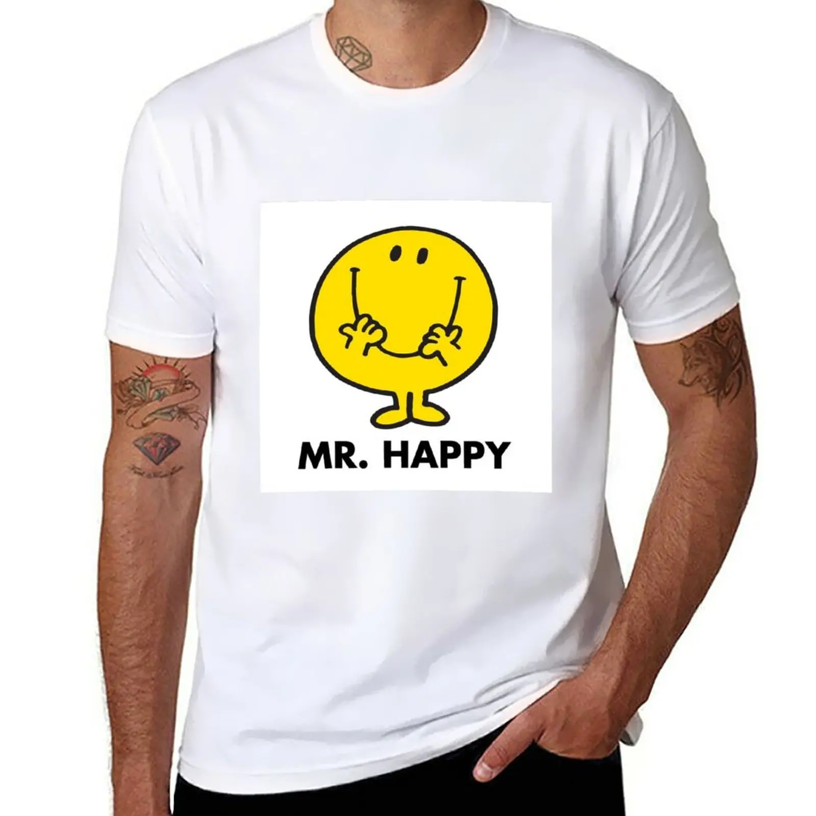 

New Mr. happy T-Shirt black t shirts plus size tops mens graphic t-shirts anime