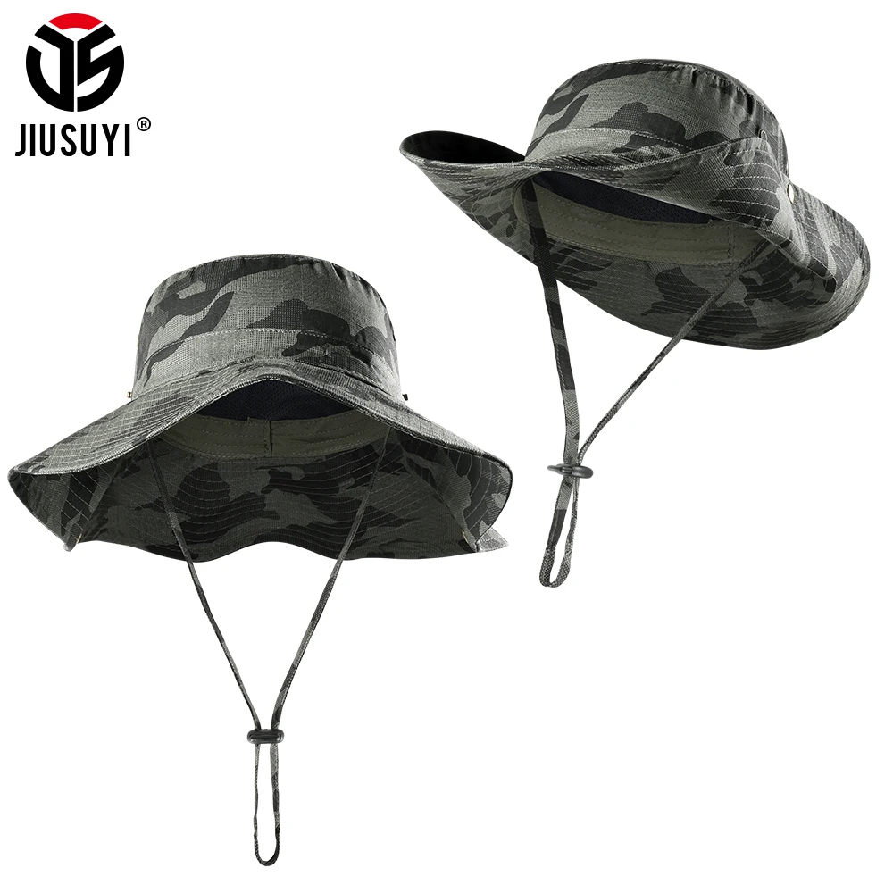 

Camouflage Tactical Cap Airsoft Fishing Hiking Hunting Camping Large brim Hat Breathable Mesh Sun Boonie Climbing Hats