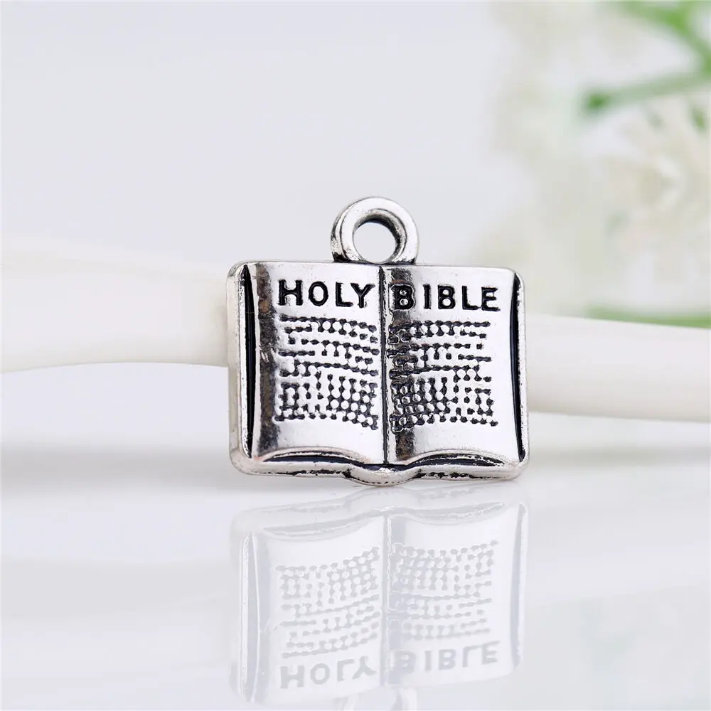10pcs 13mm Holy Bible Bulk Religious Charms For Bracelets Praying Book