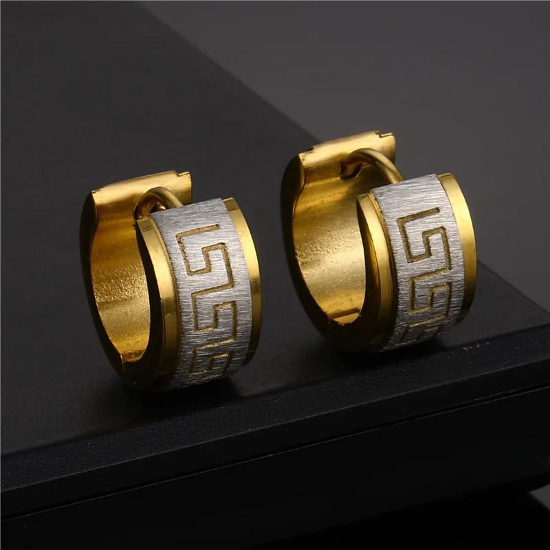

Western Fashion Stainless Steel Earring Popular The Great Wall Design Earrings For Men Women Jewelry