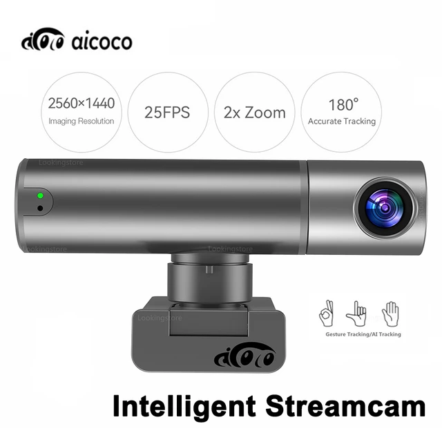 aicoco Webcam PTZ FHD 1080p, avec double microphone et cache de