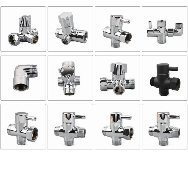 3-Way ทองเหลืองแขนอะแดปเตอร์ G1/2 ''G3/4 วาล์วเปลี่ยนทิศทางสําหรับมือถือหัวฝักบัวคงที่หัวฝักบัวอุปกรณ์ห้องน้ํา 1