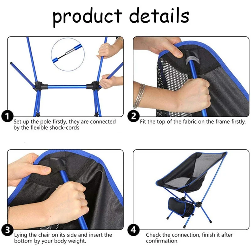 Outdoor Camping Chair Garden Beach Hiking Picnic Seat Portable Detachable Folding Fishing Chair Ultralight Camping Tools 4