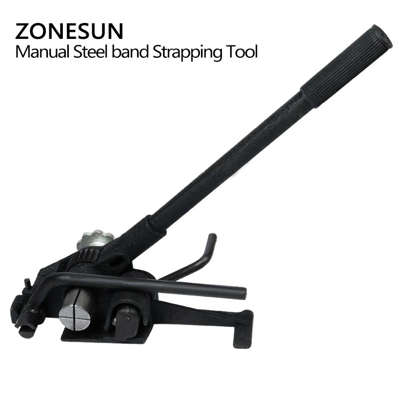ZONESUN 20mm Manual Steel Strapping Machine Manual Sealless Combination Tool Steel Belt Packing Machine for Straps Banding