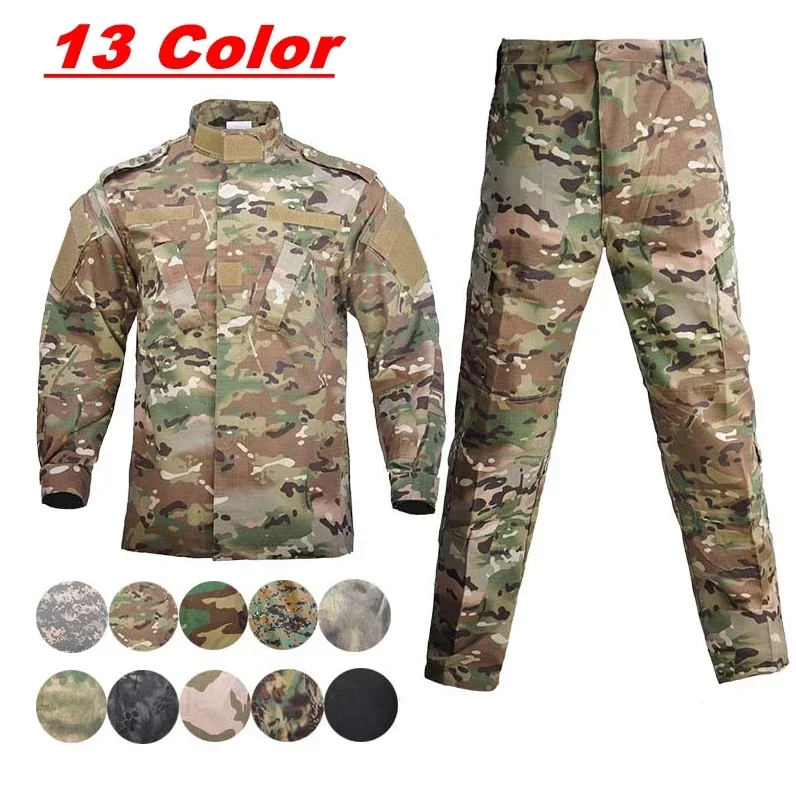 Men's Tactical Uniform Camo Jacket & Pants Set Lightweight Durable Hunting Clothing for Outdoor Adventure