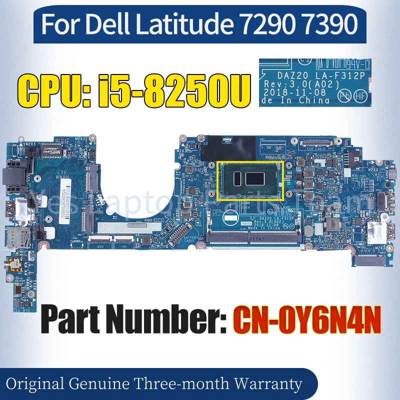 

Материнская плата для ноутбука Dell Latitude 7290 7390, DAZ20 LA-F312P SR3LB, 100% протестированная материнская плата для ноутбука