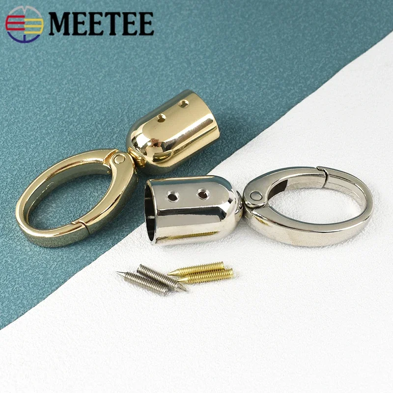 2/4/10Pcs Meetee 15mm 금속 버클 핸드백 체인 회전 연결 걸쇠 술 캡 코드 잠금 스토퍼 행거 하드웨어 액세서리