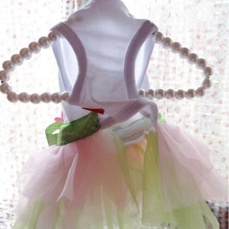Cute Pet Dog Sunflower Princess Dress Spring Summer Teddy Chihuahua Dog Outfit Pink Lace Design Puppy Accessories