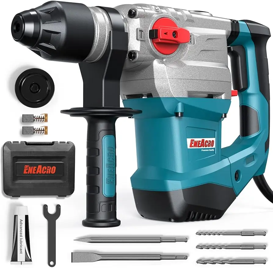 

1-1/4 Inch SDS-Plus 13 Amp Heavy Duty Rotary Hammer Drill, Safety Clutch 4 Functions with Vibration Control Including Grease,