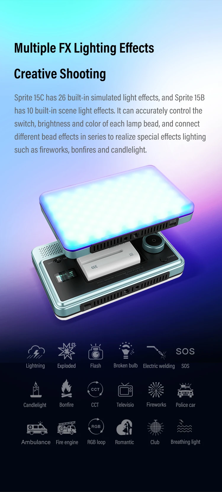 VILTROX Sprite15 LED  , 2800K-6800K  , 4400mAh  , ƽ ޴ Ʃ  