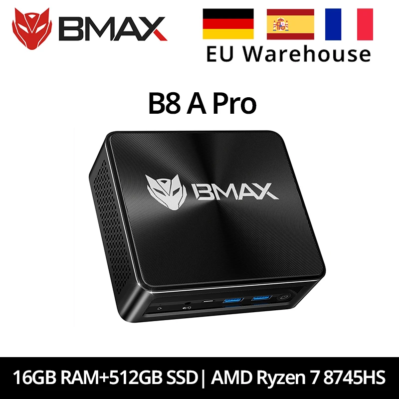BMAX B8 A Pro con AMD Ryzen 7 8745HS, 16GB RAM e 512GB SSD