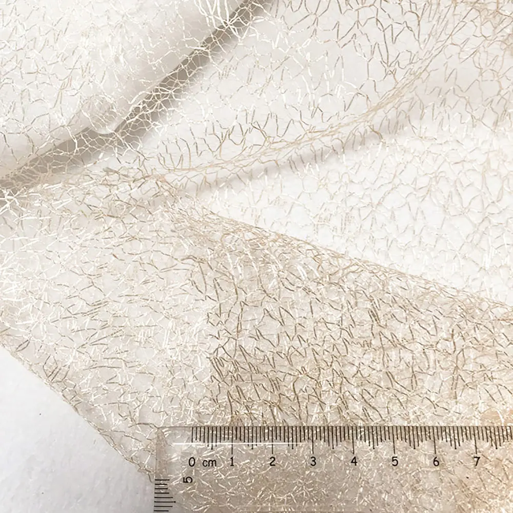 Solid Color Irregular Hollowed Hard Mesh Lace Fabric Network Hollow Gold Silver DIY Sewing Wedding Dress Veil Clothes Curtain