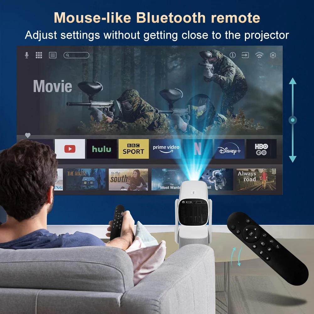Salange 4K Projector K2 Smart Android 11 Ambient Light BT Speaker WIFI Auto Focus Keystone Free-Style, portable projector