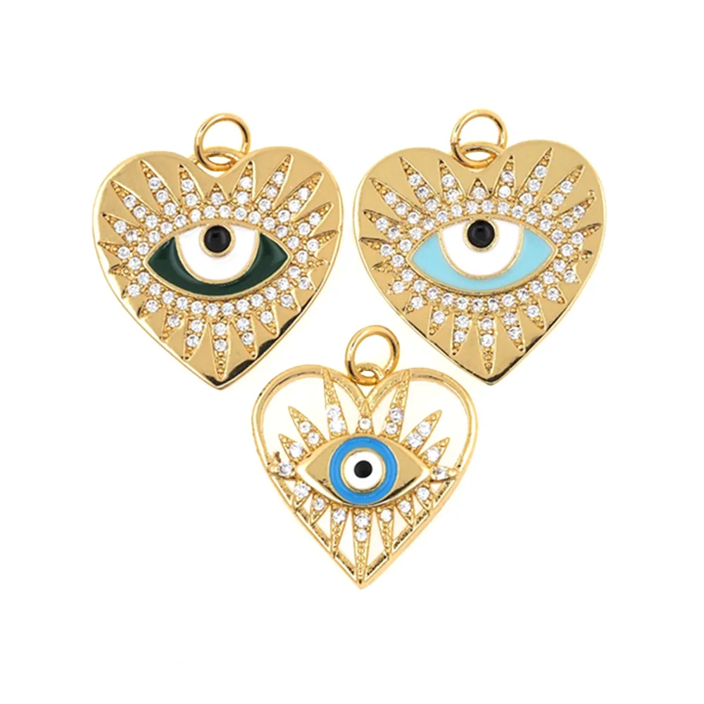 

Classic Turkey Heart Shaped Evil Eye Pendant Gold Plated Inlaid Zircon Charm Jewelry Necklace Accessories Wholesale