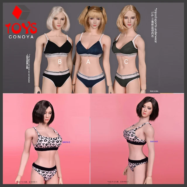 1/6 Scale Thin Soft Bikini Sets White Bra + Underpants F 12 Big