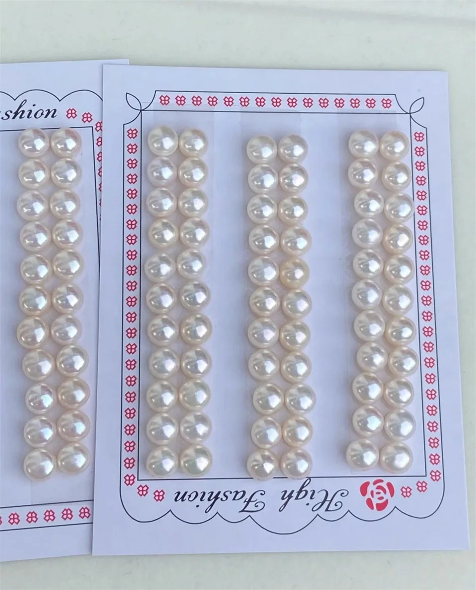 Beads Charms Pearl Beads Bead Jewelry Making 2-5A Beads Button White Pearl With Half Hole Natural Cultured Pearls for DIY Trendy Woman Earrings