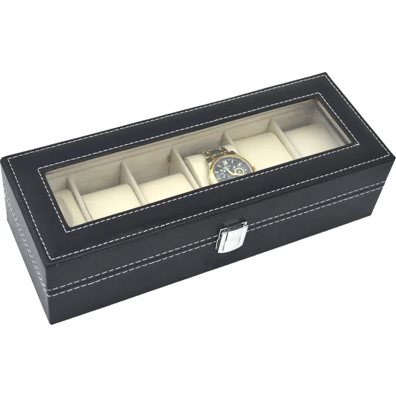 6 Slots PU Leather Watch Display Storage WristWatch Box Holder Storage Case Organizer Black Watch Bracket Display Box watch storage box watchband storage bag watch storage bag watch storage pouch watch display stand leather storage box