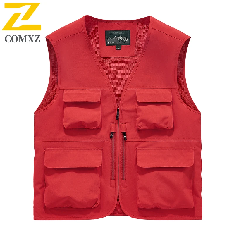 Men's Multi-Functional Outdoor Vest Photographer  Fishing Quick-Dry Sleeveless Jacket with Many Pocket System for Hiking Casual