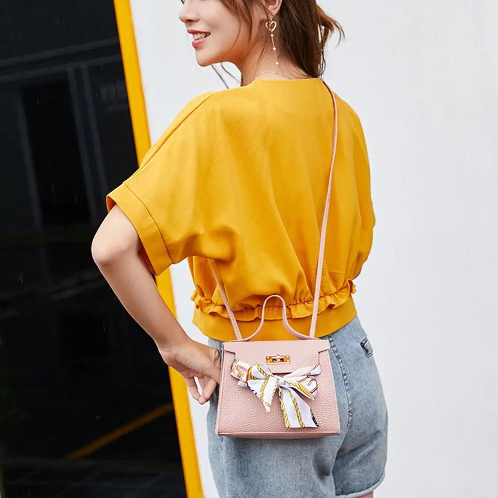 

Small Elegant Fashion Solid Color Traveling Over The Shoulder Mobile Phone Bag Women Handbag Silk Scarf Bag Messenger Bag