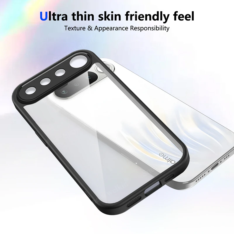 Crystal Clear Shockproof Silicone Phone Case with PC Back and TPU Bumper