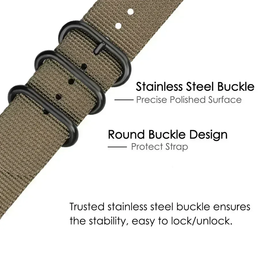 Enhanced Canvas Nylon Watch Strap - Durable Sport Band with Adjustable Fit
