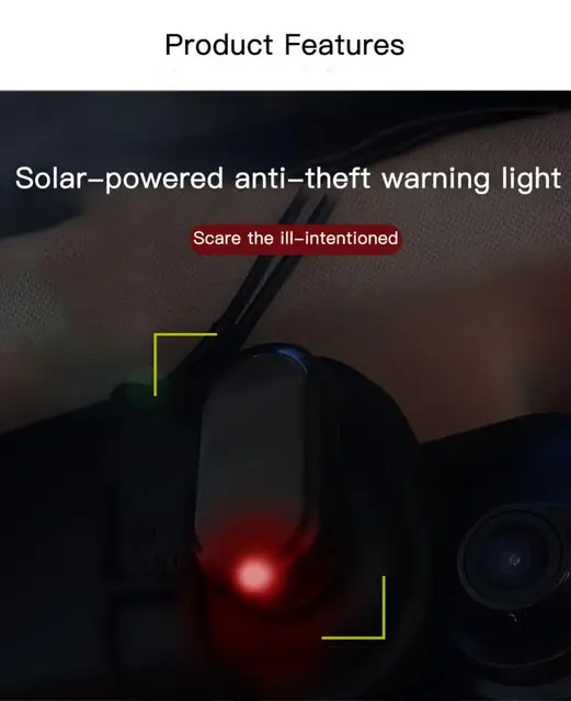 Auto Falsches Sicherheitslicht Signallampe Solarsimulation LED-Dummy-Alarm  Drahtlose Warnung Anti-Diebstahl-Warnlampe Blinkende Nachahmung