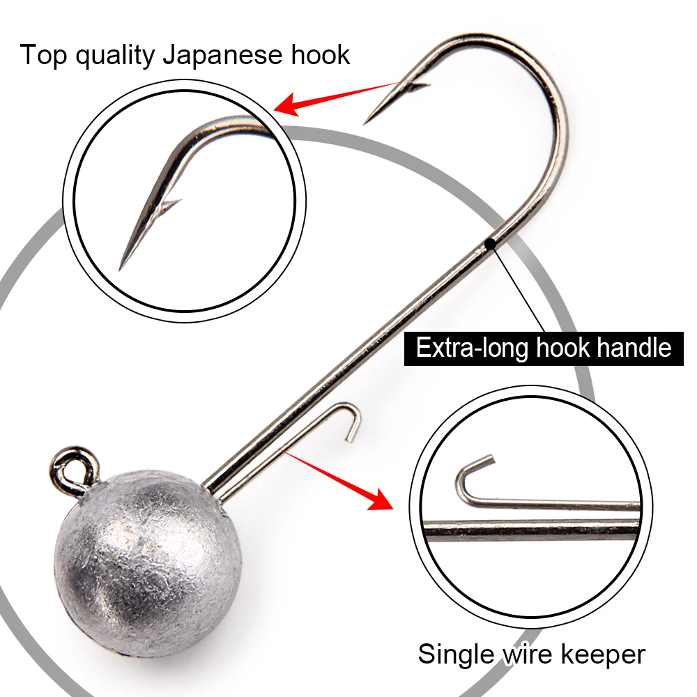 Spinpoler 5g 7g 10g 14g Jig Heads Fishing Hook Long Shank Round Ball High Carbon Steel Long For Soft Lure Worm Accessorie 4pcs 3