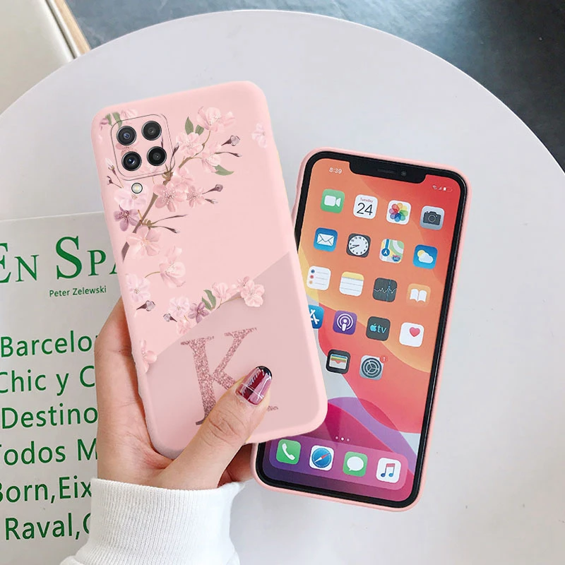 Elegant Letter Flower Shockproof Phone Case - Black Silicone Bumper with Soft TPU Back Cover