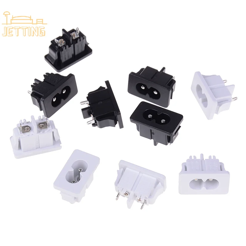 AC250v 2.5a iec320 c8 male 2 pins power inlet socket connector 5Pcs electrical power socket electrical sockets