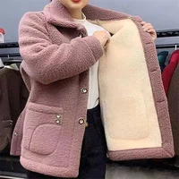 Fleece Coat – Thick Lamb Fur Imitation, Lapel Pocket