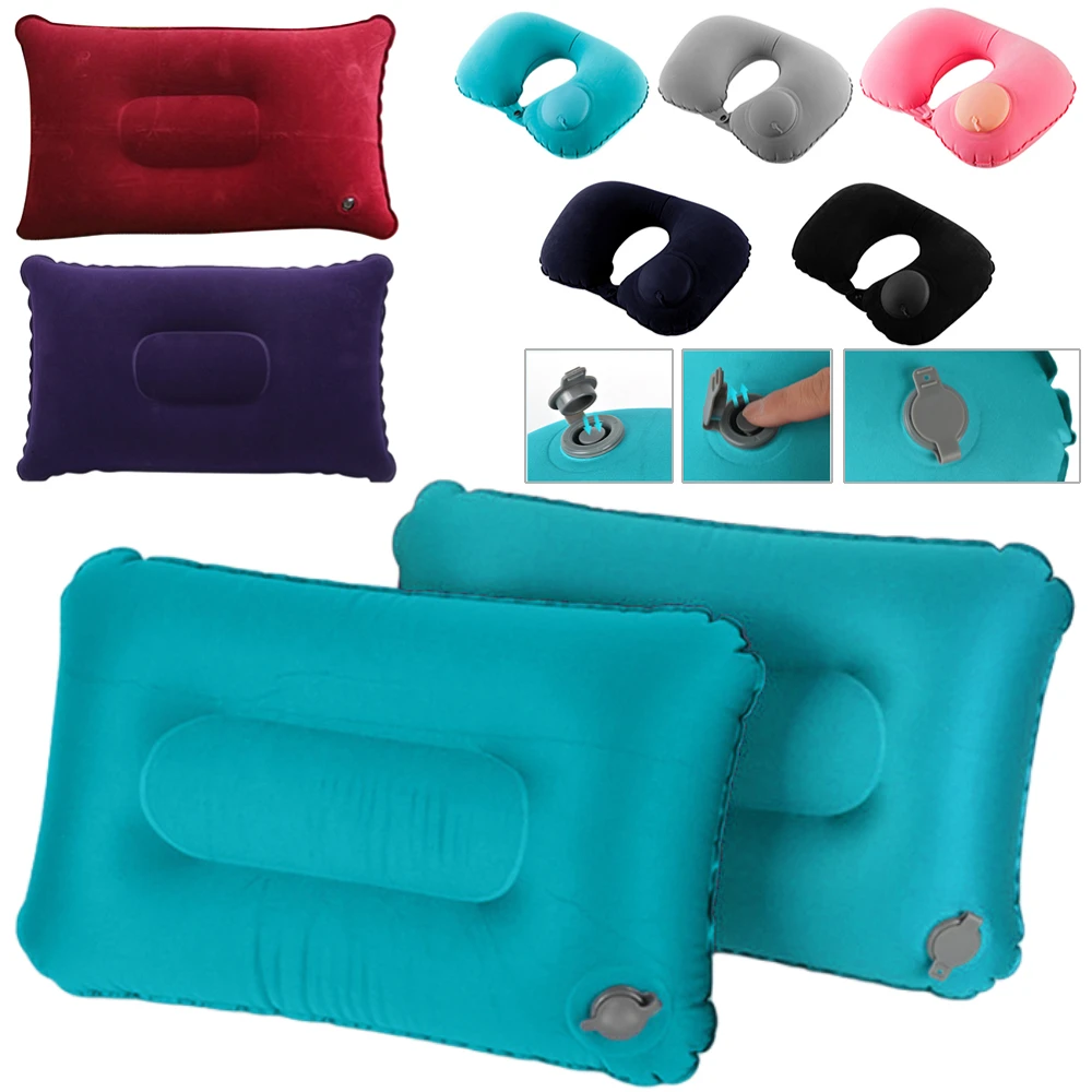 InflatableNeckPillowHikingBeachCarAirplaneAirPillowsPortable