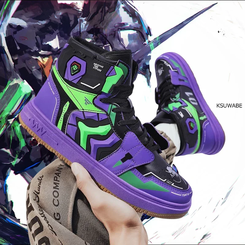 Мужская спортивная Аниме обувь Machine No. 1 EVA, повседневная спортивная Вулканизированная обувь с высоким верхом для улицы, рождественские подарки на осень и зиму