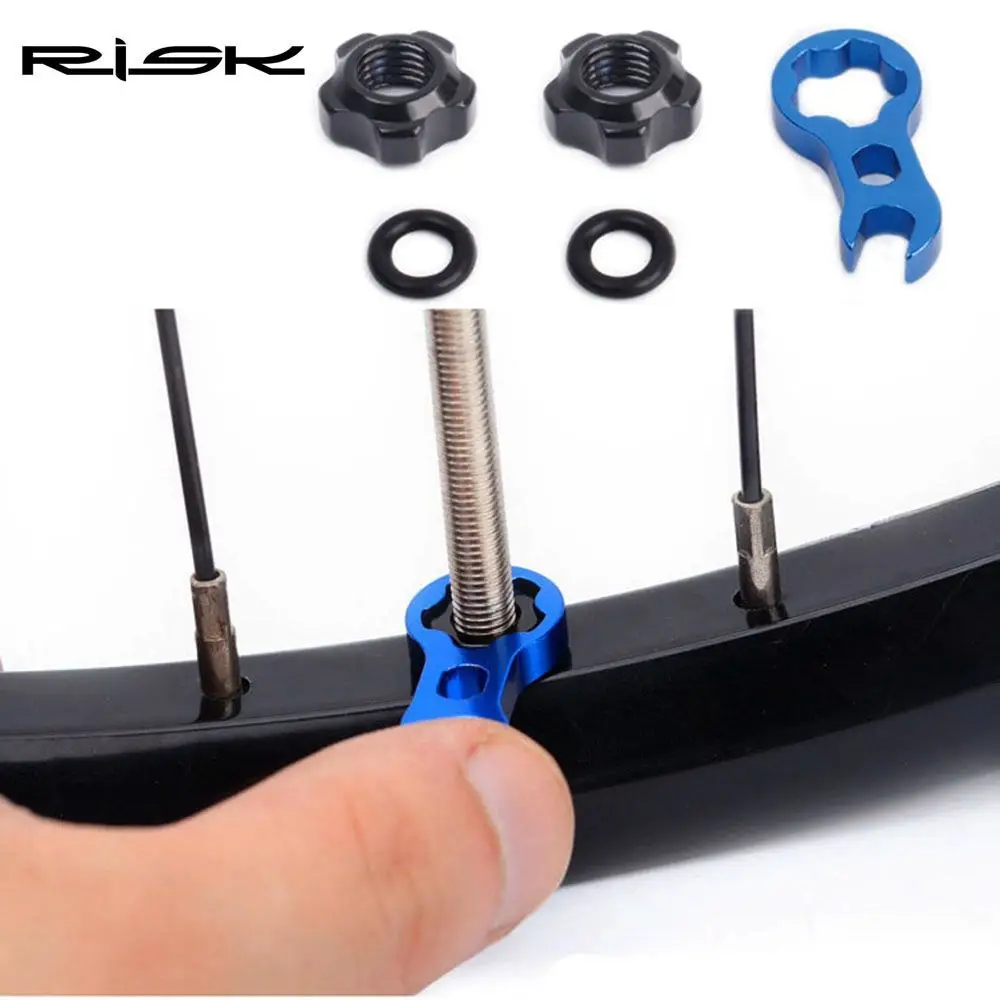 1 Set RISK Mountain Bike Presta Valve Nut with Install Wrench MTB Road Bicycle Tubeless Tire Valve Cap Vacuum Tire Nozzle Lock