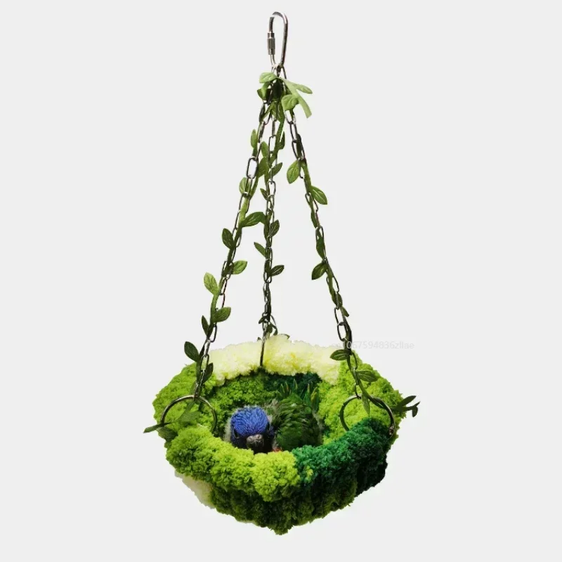 Parrot Bird Hanging Bed Swing Xuan Phoenix Tiger Skin Peony Special Rest And Play Bird Nest Metal Plush Hanging Bed