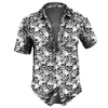 Skull Lapel Men'S Shirts Horror 3d Print Casual Hawaiian Shirts Man Retro Shirt For Man Street Button Short Sleeves Male Clothes 2