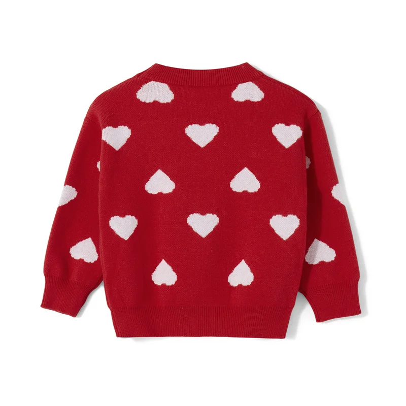 Blotona Family Matching Valentine's Day Sweaters Long Sleeve Round Neck Heart Print Pullovers Knit Tops 4