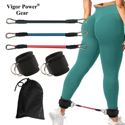 Vigor Power Gear 6Pcs Resistance Bands Suit with Double D-ring Adjustable Ankle Guard Strap Home Gym Fitness Workout Equipment