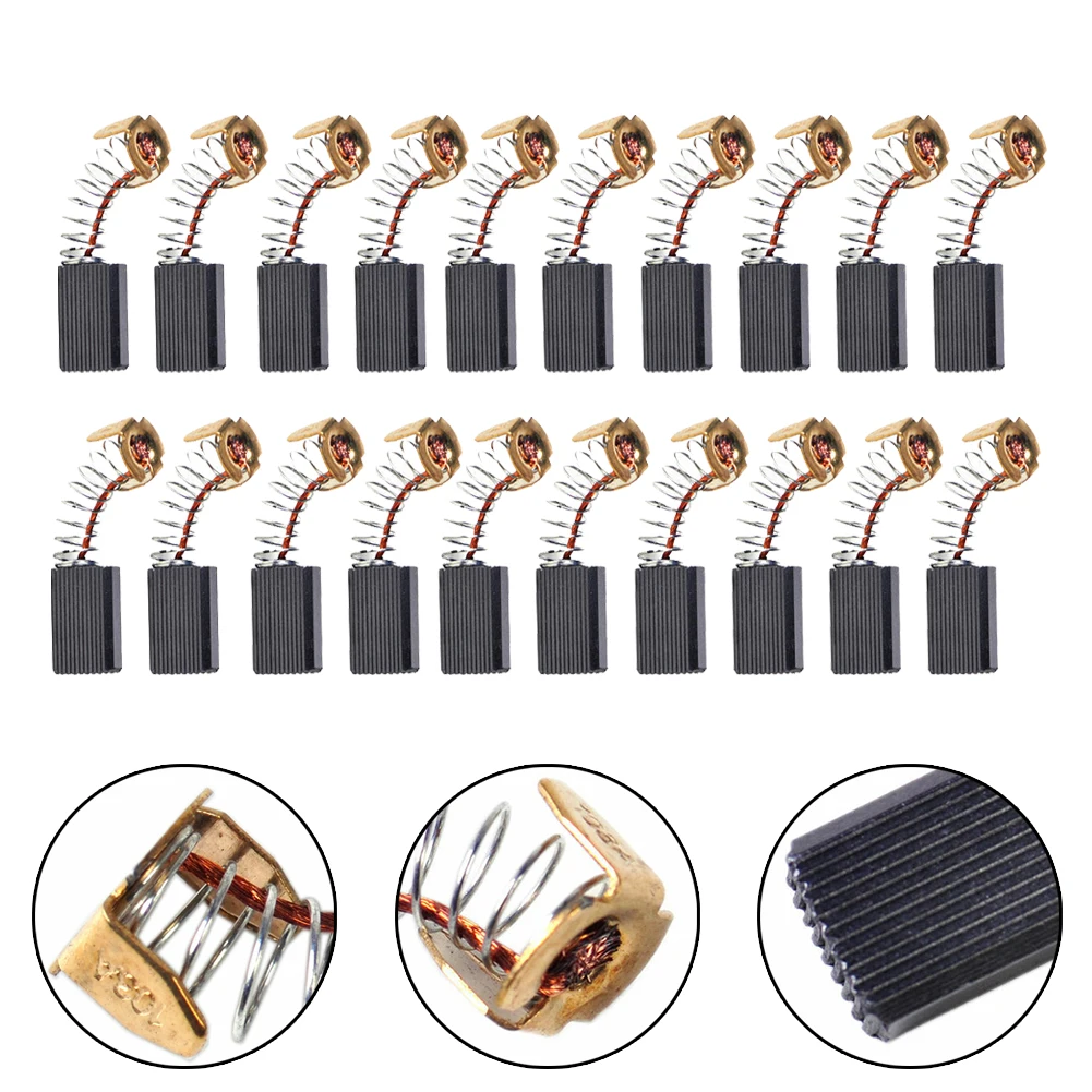 

20pcs Carbon Brushes For Electric Motors Carbon Brushes Hammer Drills Circular Saws Chop Saws And Angle Grinders Power Tools