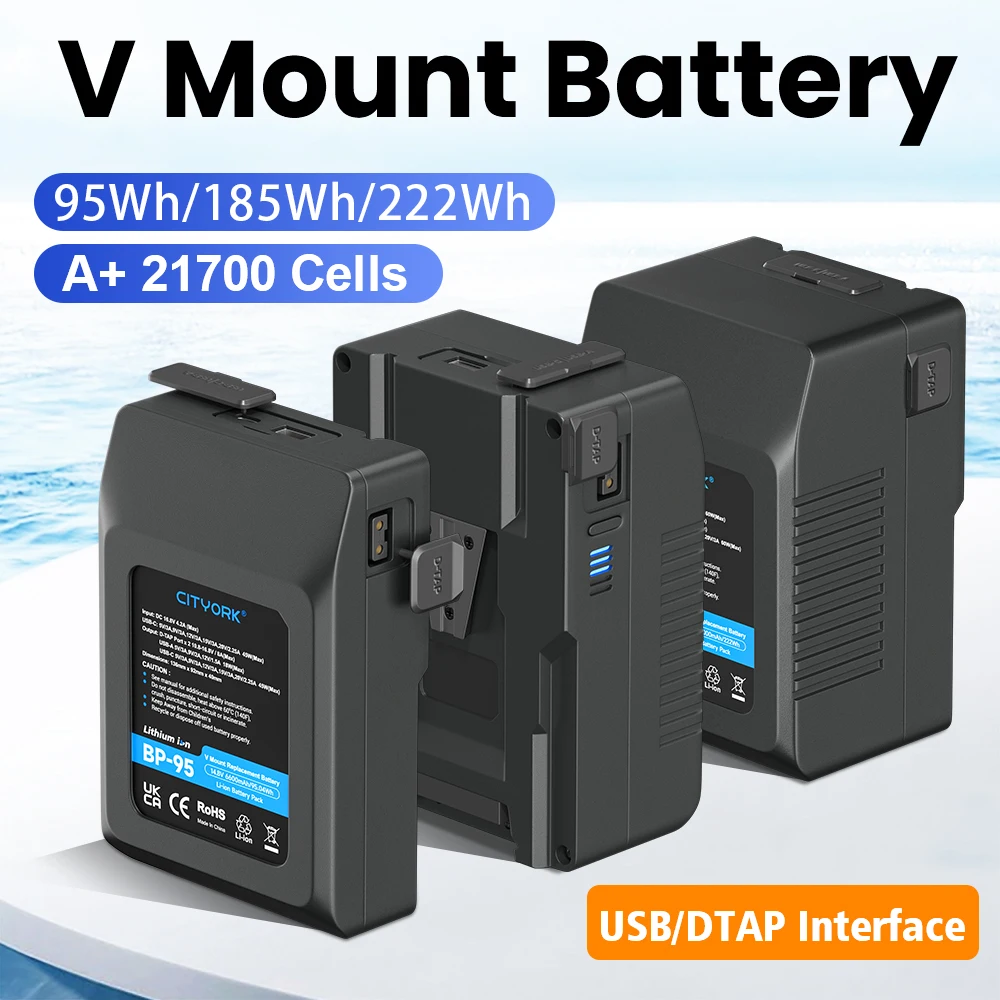 Nuovo Aggiornamento Bp95/185/222 V Mount Battery V-Lock Batteria Al Litio E Caricatore D-Tap Per Videocamera Videocamera Broadcast Led Light