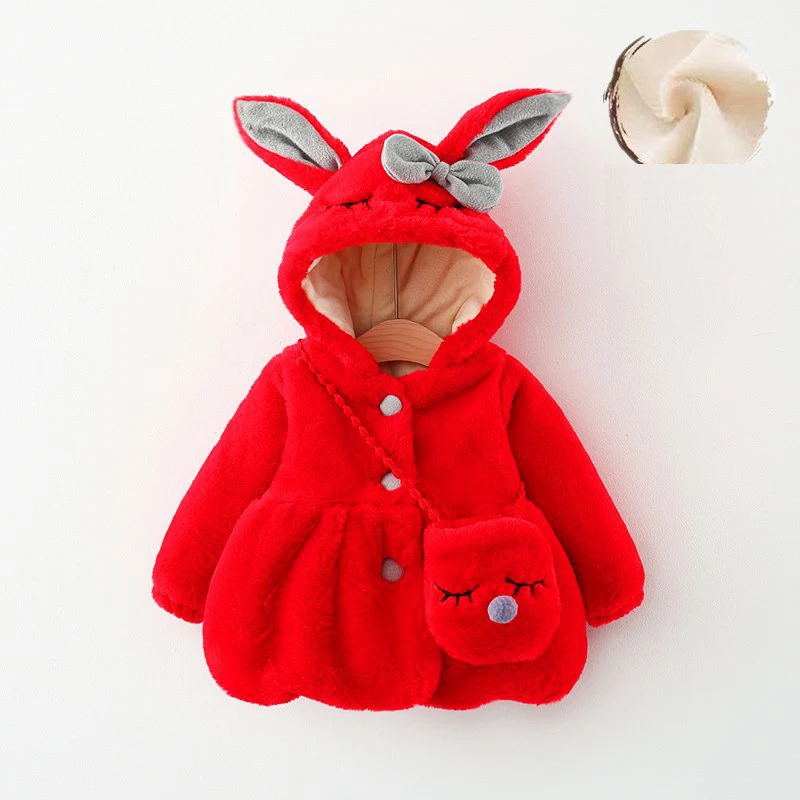 

Winter New Overcoats Toddler Plush Thicken Jacket Kid Costume Cartoon Full Printing Long Sleeve Tops Outerwear For Baby with Bag