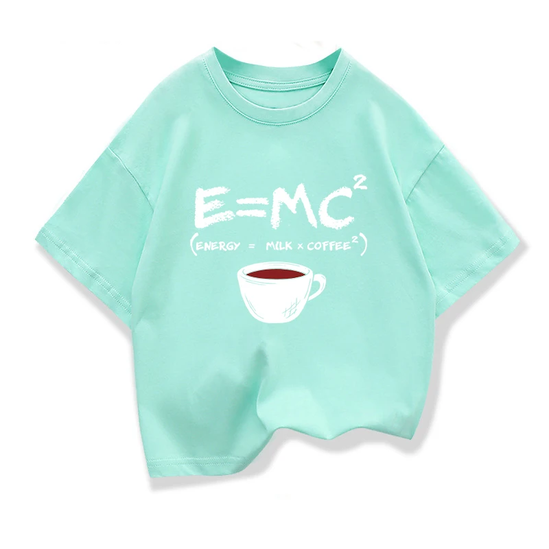 Summer Boys T-shirt Cotton Casual Funny Energy=Milk+Coffee Print Men Cool Loose O-neck Tops For Baby Kids Short Sleeve Male Tees