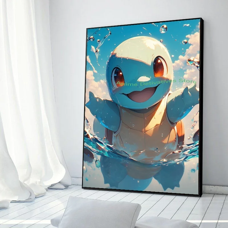 Figuras de anime de Pokémon en alta definición, Charizard, Bulbasaur, Squirtle, Charmander, ilustraciones, póster, pintura en lienzo, arte de pared, decoración de la habitación del hogar