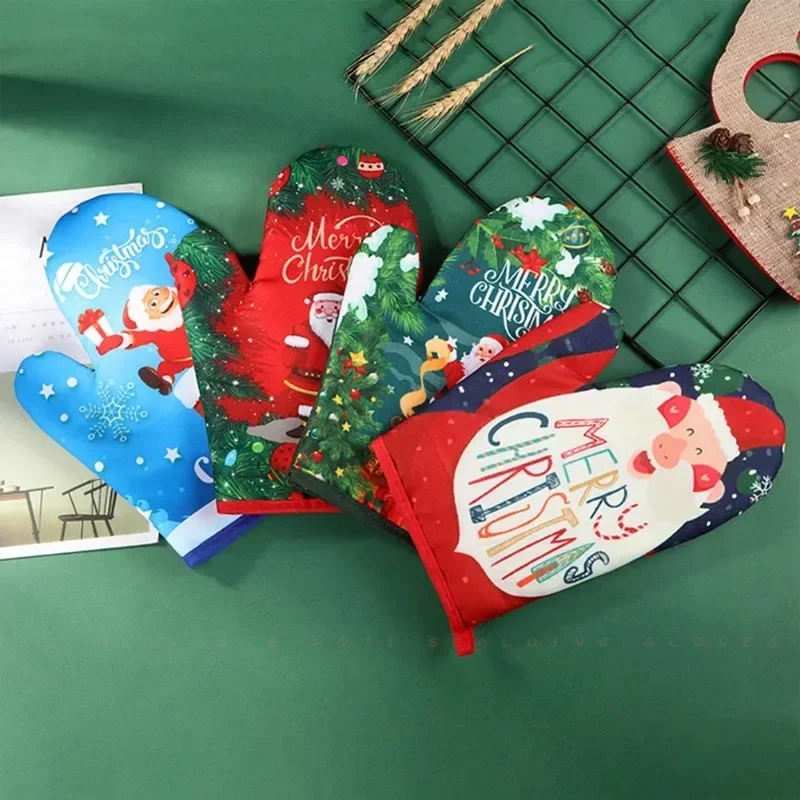 Kitchen Gloves Insulation Merry Christmas Pad Cooking Microwave Baking BBQ Oven Pot Holders