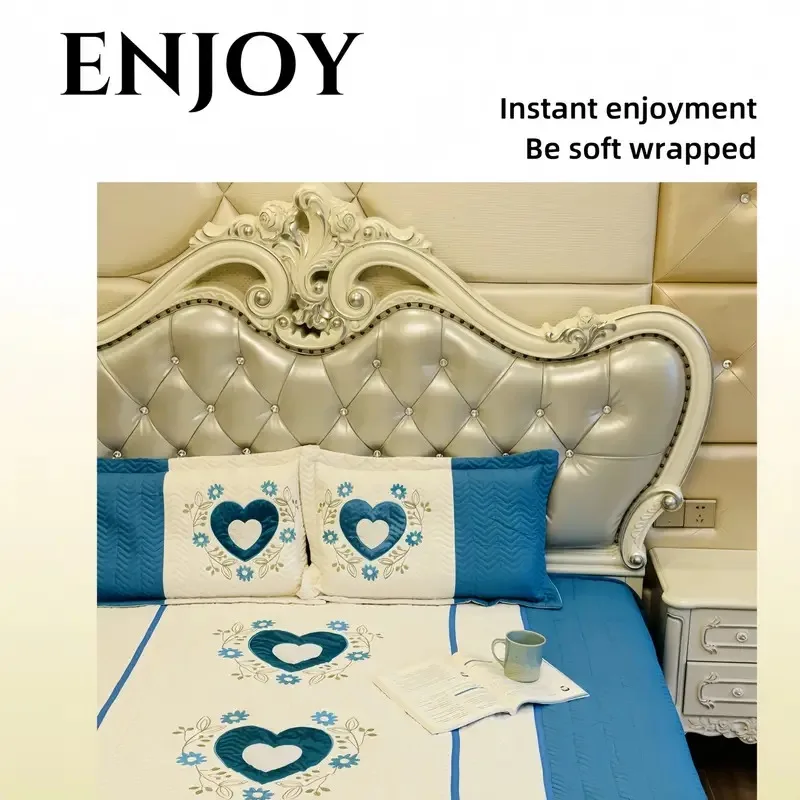 Description Picture 6 of item9 Pcs Comforter Bedding Set, Embroidery, QUEEN Size, 1pc Bedspread+2pcs Pillowcases+2pcs print curtains+2pcs solid curtains